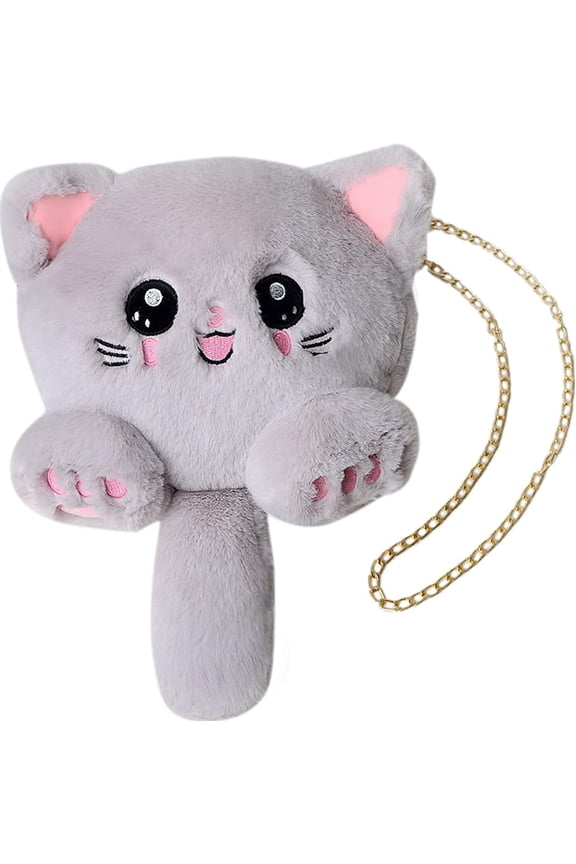 Women Cat Animal Shoulder Bag Messenger Bags Faux Fur Handbag Chain Cartoon Crossbody Handbags