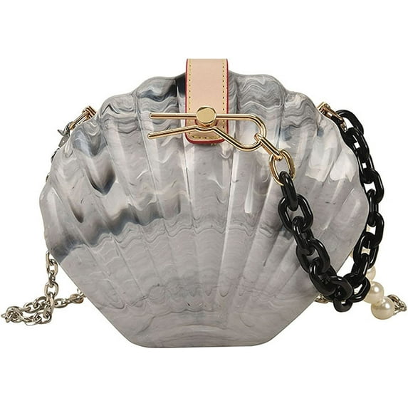 YOUI-GIFTS Women Fashion Seashell Crossbody Shoulder Bag Chain Strap Handbags Acrylic/Synthetic PU leater Evening Clutch Purse