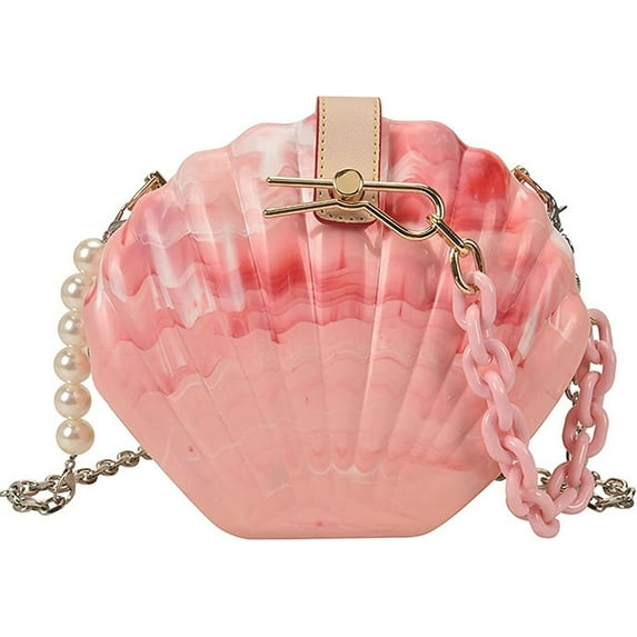 YOUI-GIFTS Women Fashion Seashell Crossbody Shoulder Bag Chain Strap Handbags Acrylic/Synthetic PU leater Evening Clutch Purse