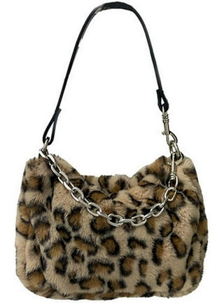 Leopard Print Rainbow Cheetah Womens Chain Shoulder Bag Tote Handbag Clutch  Hobo Purse with Zipper for Travel Casual