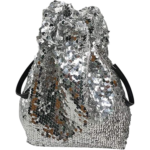 YOUI-GIFTS Women Glitter Handbag Crossbody Bag Sequins Drawstring Bucket Shoulder Bag