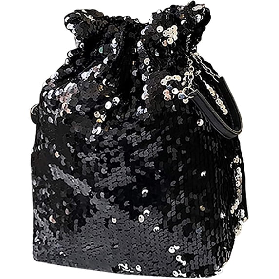 YOUI-GIFTS Women Glitter Handbag Crossbody Bag Sequins Drawstring Bucket Shoulder Bag