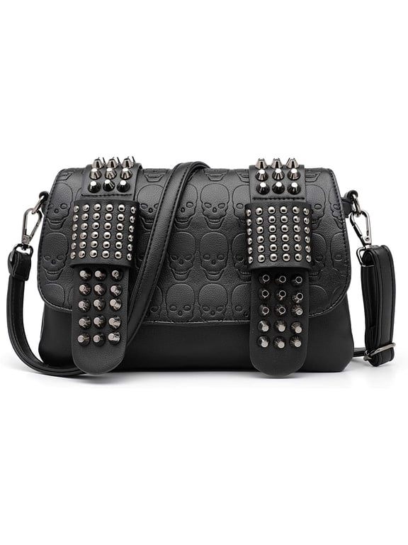 Women Gothic Skull Cross body Purse Bags Skull Shoulder Bag Purse with Chain for Girls