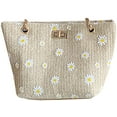 thumbnail image 1 of YOUI-GIFTS Women Handmade Rattan Shoulder Bag Daisy Printed Beach Handbag Handwoven Tote Bag Turn Locks Casual Bag, 1 of 2