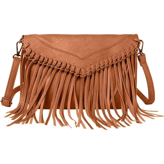 YOUI-GIFTS Women PU Leather Hobo Fringe Tassel Cross Body Bag Vintage Shoulder Handbag for Girls