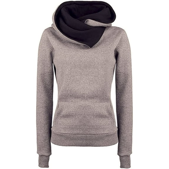 YOUI-GIFTS Women's Casual Pullover Funnel Collar Hooded Sweatshirt