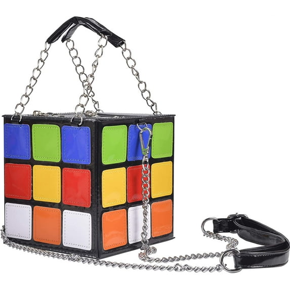 YOUI-GIFTS Women's Cute Cube Shape Handbag Magic Shoulder Bag Clutch Bag With Super Long Shoulder Strap