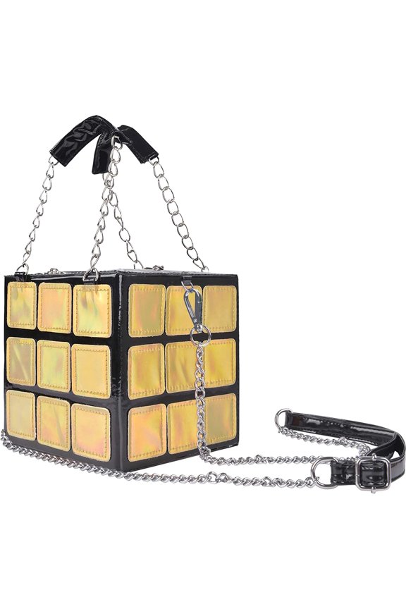 Women's Cute Cube Shape Handbag Magic Shoulder Bag Clutch Bag With Super Long Shoulder Strap