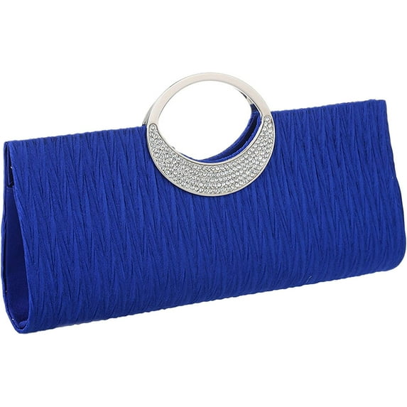 YOUI-GIFTS Women's Luxury Rhinestone Satin Pleated Evening Bag Clutch Handbag