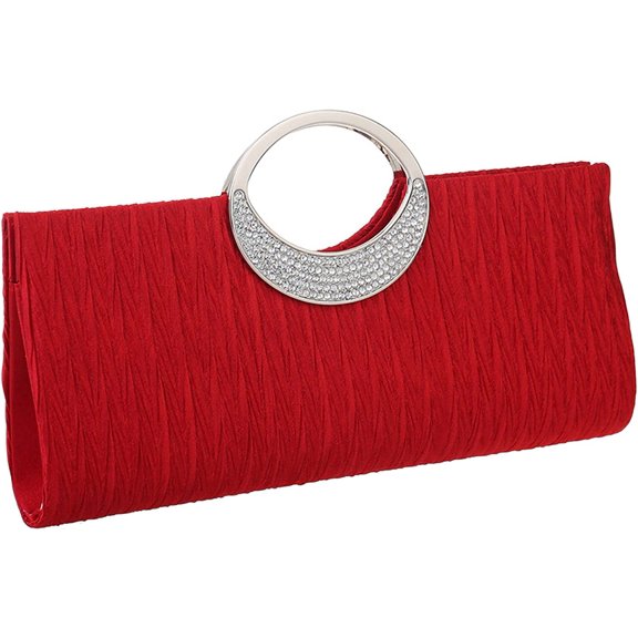 YOUI-GIFTS Women's Luxury Rhinestone Satin Pleated Evening Bag Clutch Handbag