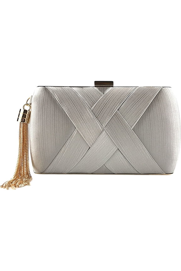 Women's Luxury Rhinestone Satin Pleated Evening Bag Clutch Handbag