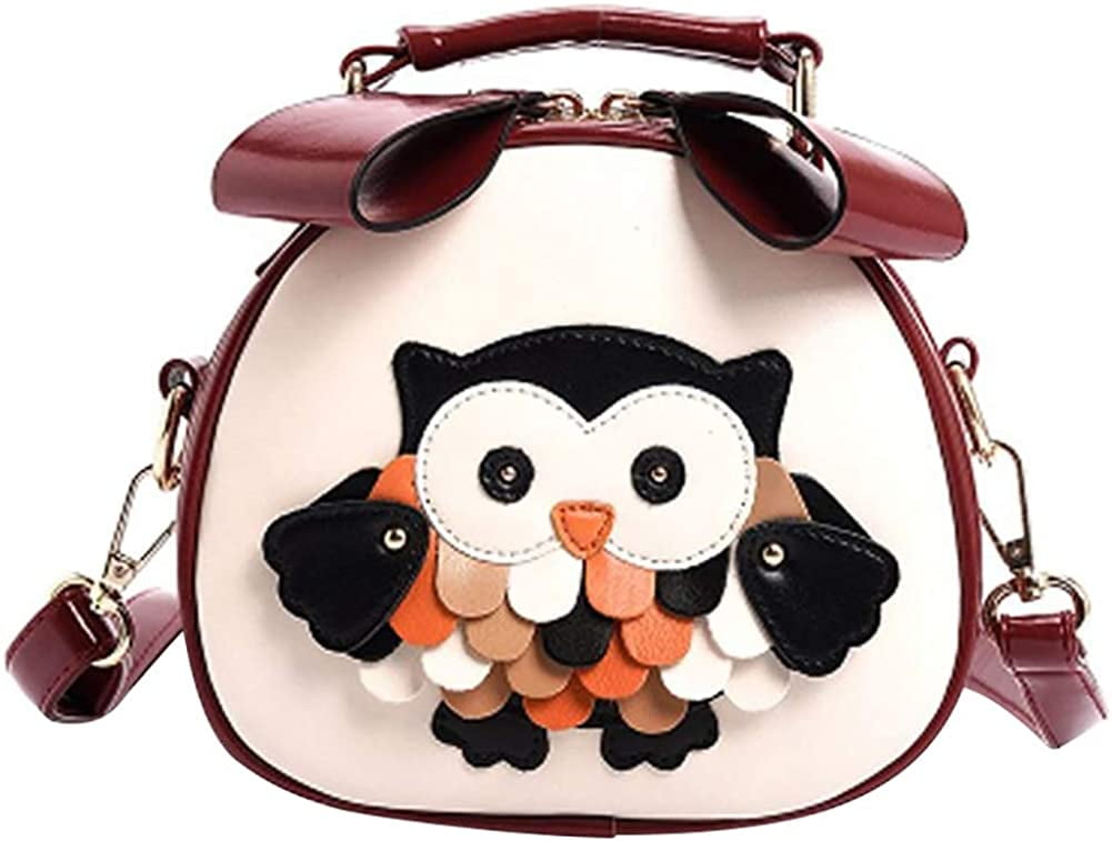 YOUI GIFTS Women s Owl Pattern Shoulder Bag PU Leather Crossbody Bag Purse Double Zippers Messenger Bag Handbag