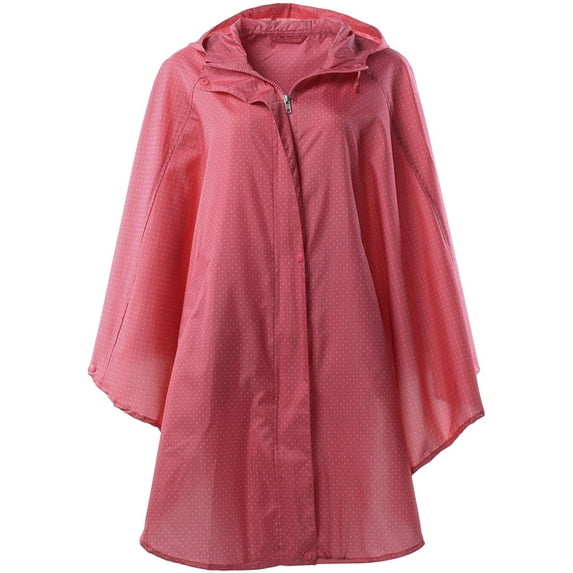YOUI-GIFTS Women's Waterproof Packable Batwing-Sleeved Raincoat Rain Poncho Jacket Coat Hooded for Adults with Pockets