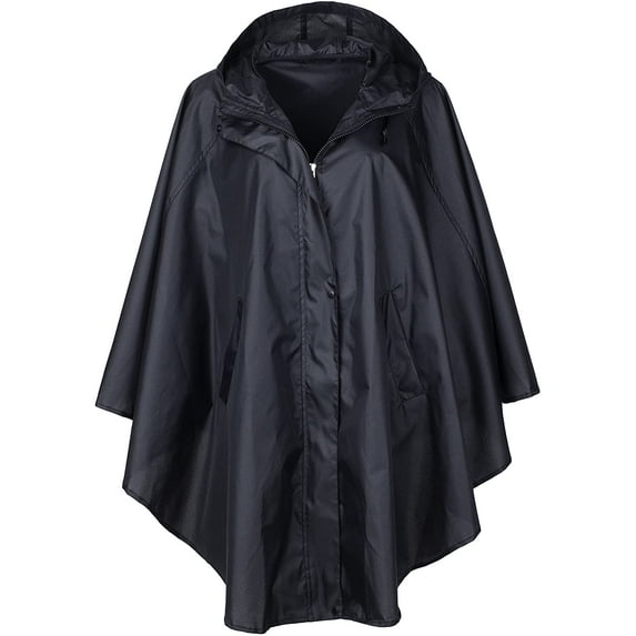 YOUI-GIFTS Women's Waterproof Packable Batwing-Sleeved Raincoat Rain Poncho Jacket Coat Hooded for Adults with Pockets