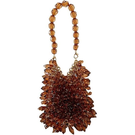 YOUI-GIFTS Womens Beaded Shoulder Bag Acrylic Crossbody Handmade Weave Crystal Pearl Purse Tote Bags Evening Bag