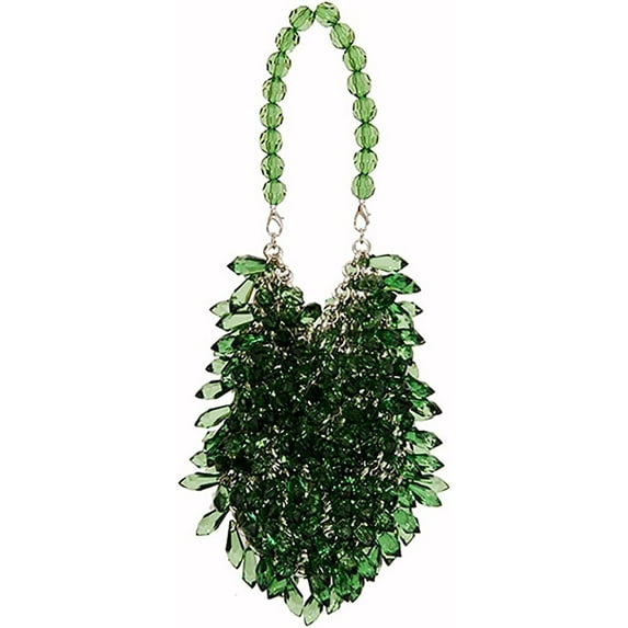 YOUI-GIFTS Womens Beaded Shoulder Bag Acrylic Crossbody Handmade Weave Crystal Pearl Purse Tote Bags Evening Bag