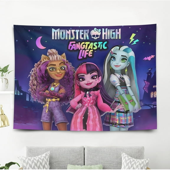 YOUJIANGYUN Monster High-Theme Anti-pilling Tapestry Gift Wall Hanging Backdrop for Room Bedroom Girls Fans Background Banner Party Birthday Supplies Decor
