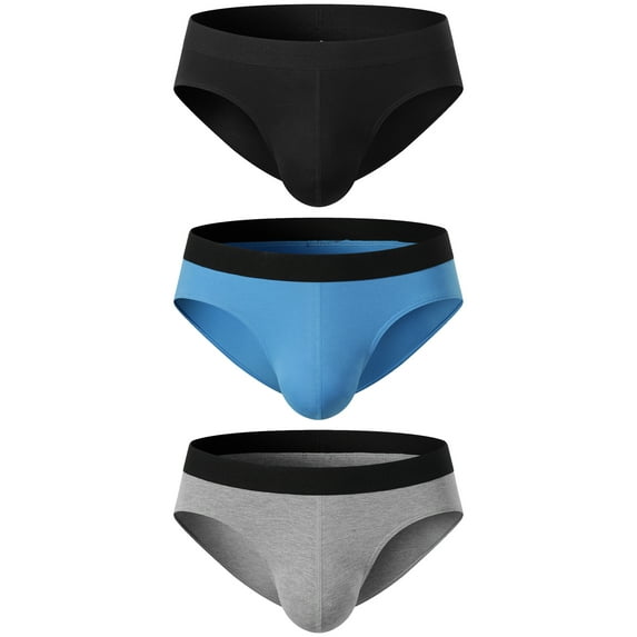 YOUJIOU Men's Cotton Briefs Underwear Stretch Low Rise Bikini Brief Underpants 3 Pack,Size L