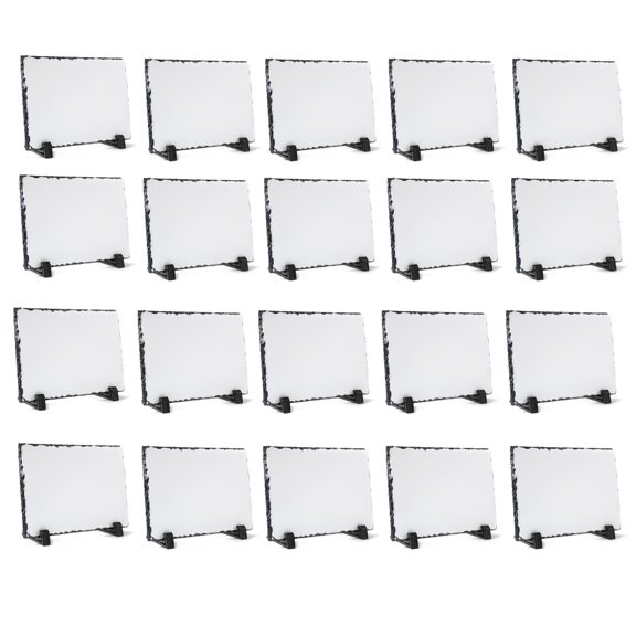 YOUKE OLA 20 Pieces Sublimation Slate Blank Rock Stone Photo Rectangular Frame Heat Transfer Plaque Picture Frame with Display Holder for Birthday, Wedding 4 x 6 Inch A101