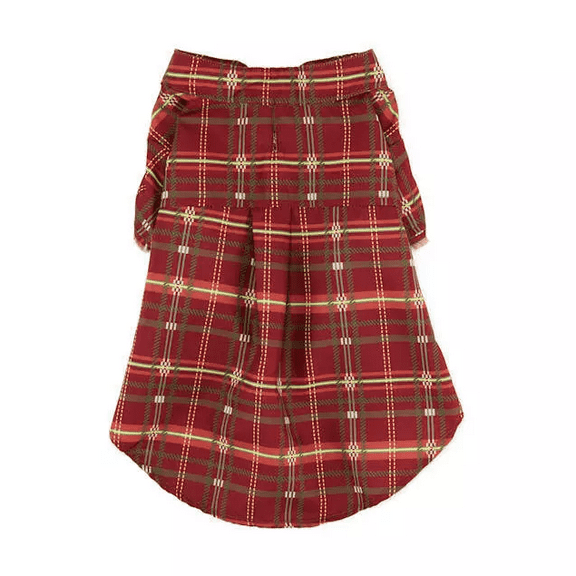 YOULY The Hipster Burgundy Plaid Dog Button-Up Shirt - 3XL