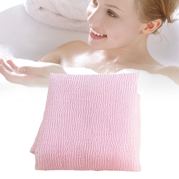 YOUMAI 36" Exfoliating Cloth Skin Wash Towel Nylon Shower Washcloth Body Scrubber Loofah For Women And Men, 1PC, Pink, Nylon