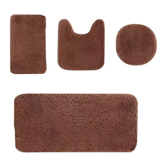 Bathroom Rug Set Rectangular Plush Non Slip Stylish Floor Mats For Toilet Shower Home
