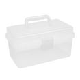 thumbnail image 1 of YOUMAI Portable Storage Box Blue Organizer With Removable Tray Multipurpose Tool Box For Sewing Supplies Crafts Home Office Travel Durable Handle Compartments Clear Lid Storage Case, 1 of 9