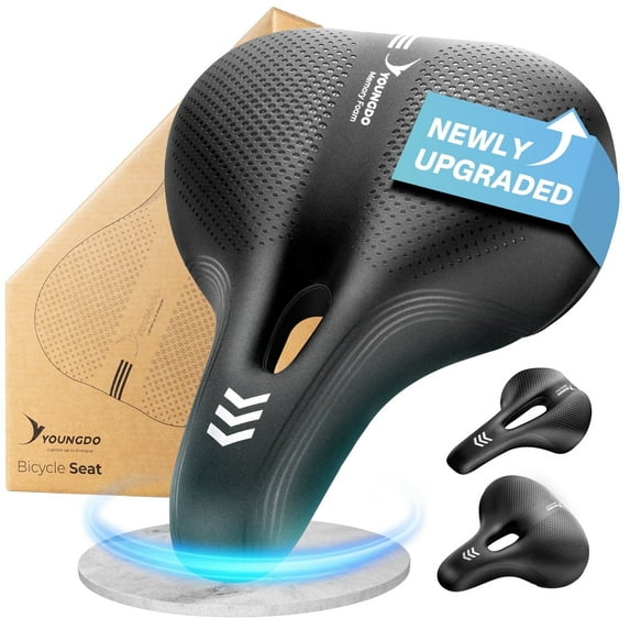 YOUNDO Comfortable Bike Seat Cushion for Men & Women-Soft Waterproof Bike Saddle 10.7*7.2*2.95in for Stationary/Exercise/Indoor/Mountain/Road Bikes with Installation Tools