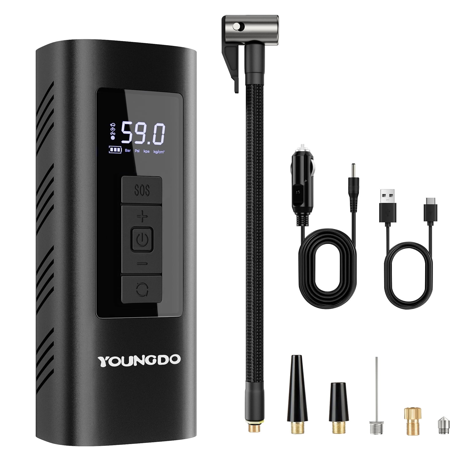 YOUNDO Tire Inflator Portable, Air Compressor Rechargeable 6000mAh Tire Pump for Car Moto Bike Balls