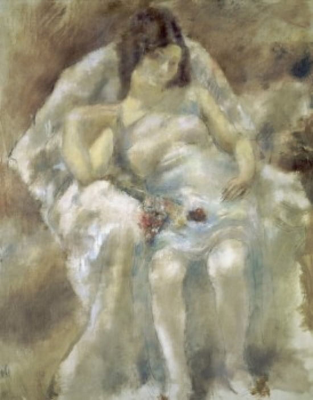 YOUNG GIRL SEATED WITH FLOWERS JEUNE FILLE ASSISE AUX FLEURS Pascin Jules 1885 d1930 French Canvas Art - Jules Pascin (18 x 24)