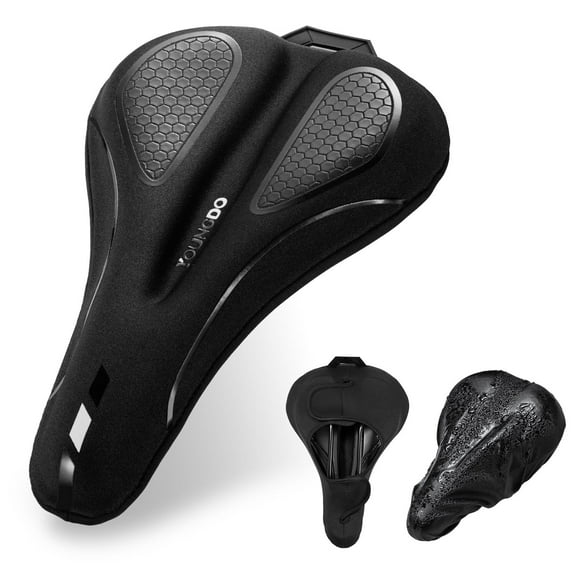YOUNGDO Bike Seat Cushion,Soft Bicycle Seat for Men Women with Velcro, Non-Deforming Memory Foam Waterproof Bicycle Saddle for Stationary/Exercise/Indoor/Mountain/Road Bikes