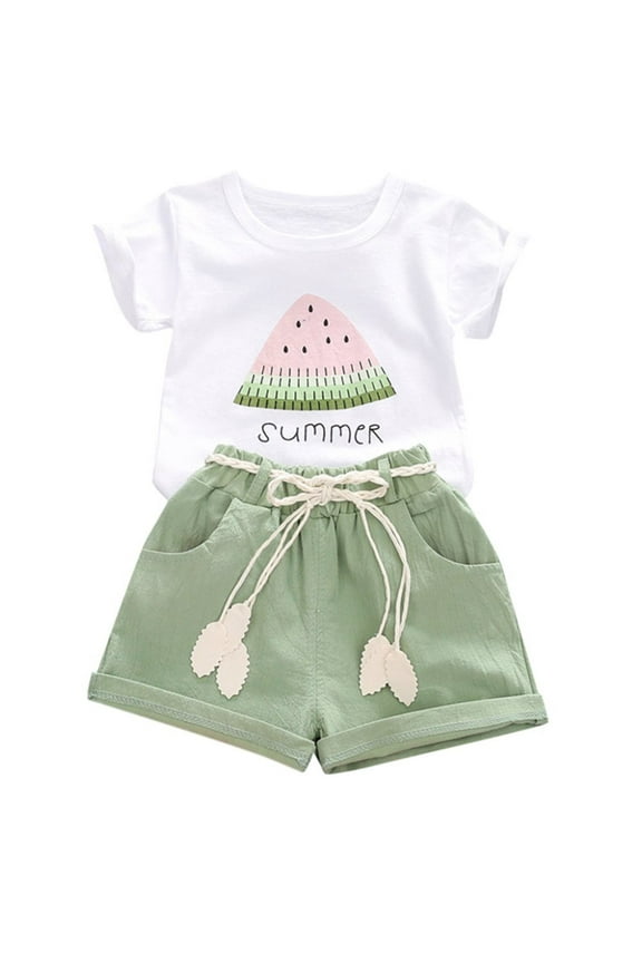 Baby Girl Summer Short Set Female Cute T-Shirt Shorts 2pcs Clothes Outfits