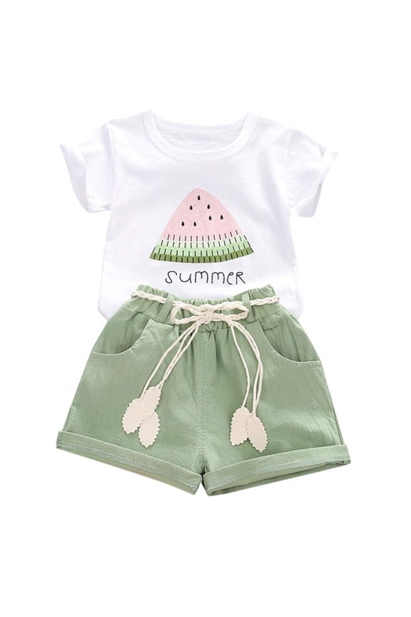 Baby Girl Summer Short Set Female Cute T-Shirt Shorts 2pcs Clothes Outfits