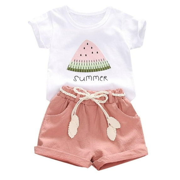 YOUNGER TREE Baby Girl Summer Short Set Female Cute T-Shirt Shorts 2pcs Clothes Outfits