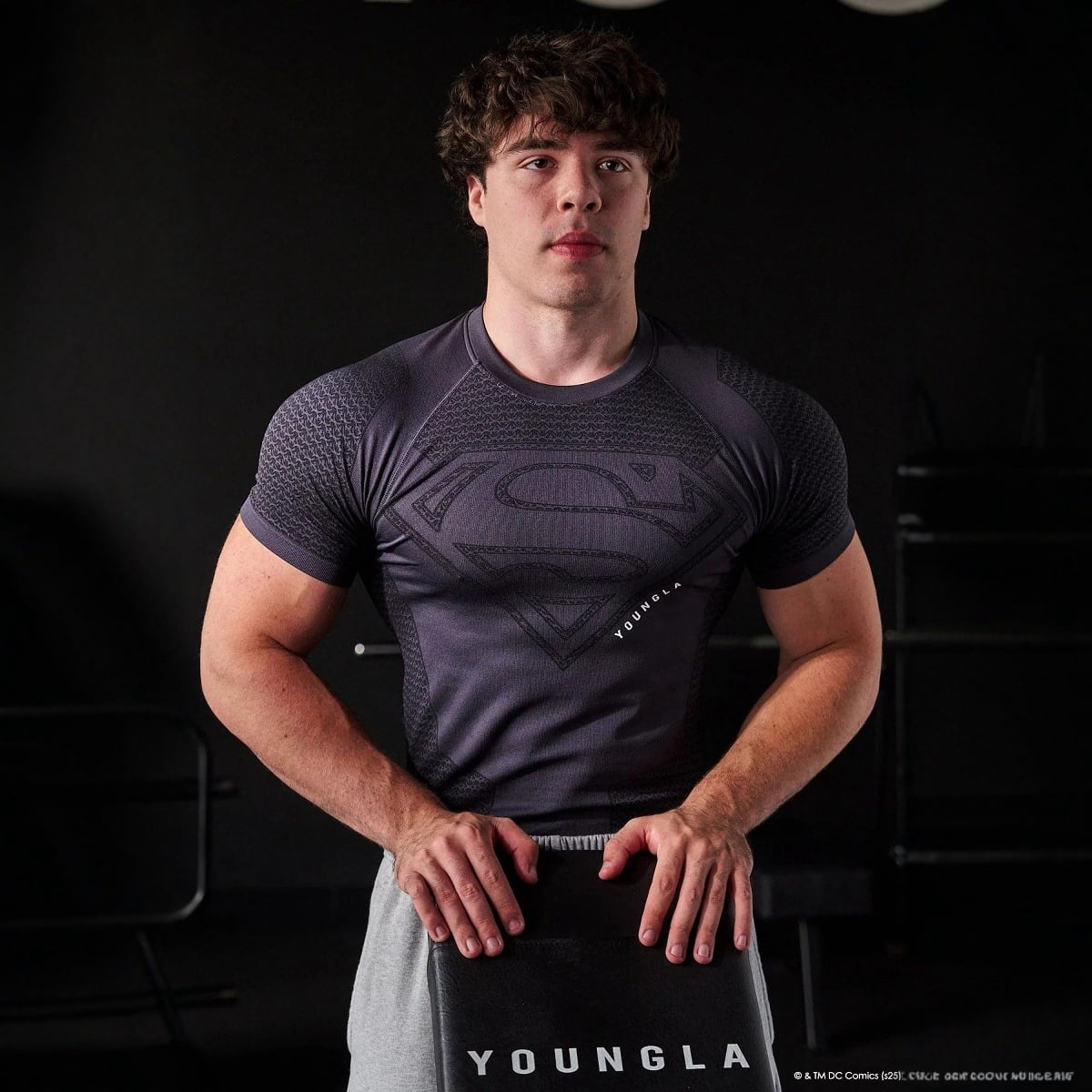 YOUNGLA Men's Compression Shirt - Short Sleeve Elastic T-Shirt Gym Workout Tops