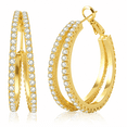 thumbnail image 1 of YEUOYEA 14K Gold Plated Inside Outside Hoop Earrings for Women Cubic Zirconia Hoops，25/30/40mm, 1 of 5