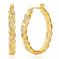 thumbnail image 1 of YOUNGYUE 14K Gold Plated Hoop Earrings for Women, Hypoallergenic Thick Twisted Hoop Earrings with Cubic Zirconia, 1 of 6