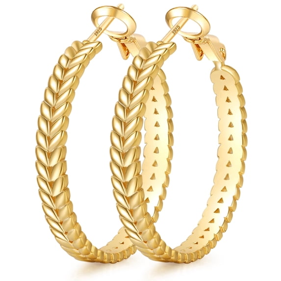 YOUNGYUE 14K Gold Plated Hoop Earrings for Women Lightweight Hypoallergenic Large Hoop Earrings for Women Gift