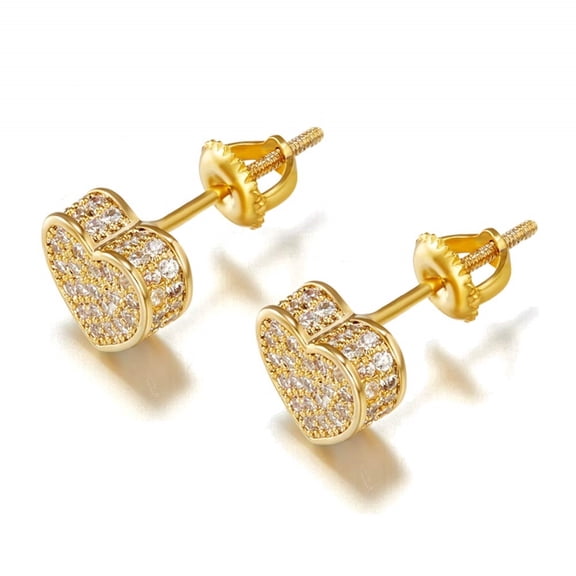 YOUNGYUE Heart Stud Earring for Women 925 Sterling Silver Post with Cubic Zirconia Fashion Jewelry Gifts