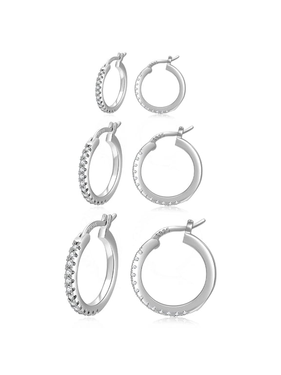 3 Pairs Small Gold Hoop Earrings Set for Women, Sterling Silver Hypoallergenic Huggie Hoops, Jewelry Gift