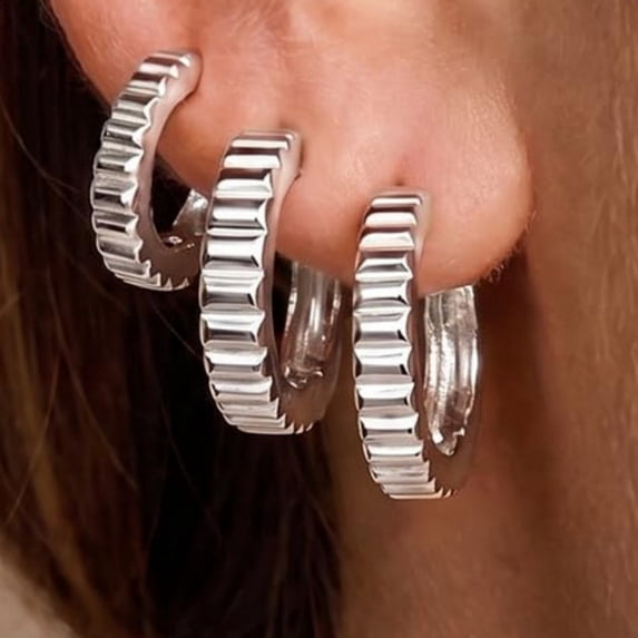YEUOYEA 3 Pairs Small Huggie Hoop Earrings Set for Women, Hypoallergenic Silver Plated Hoops, Jewelry Gift