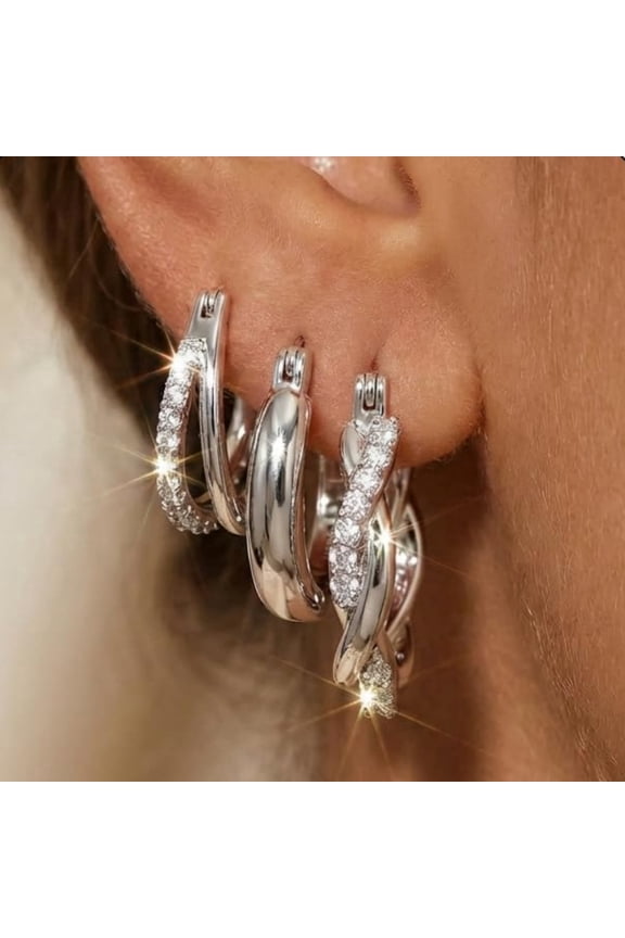 3 Pairs Small Huggie Hoop Earrings Set for Women, Hypoallergenic 14K Gold Plated S925 Sterling Silver Post, Jewelry Gift