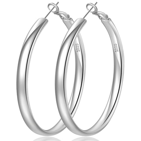 YOUNGYUE S925 Sterling Silver Hoop Earrings for Women, Hypoallergenic Thick Chunky Hoop Earrings, Jewelry Gifts