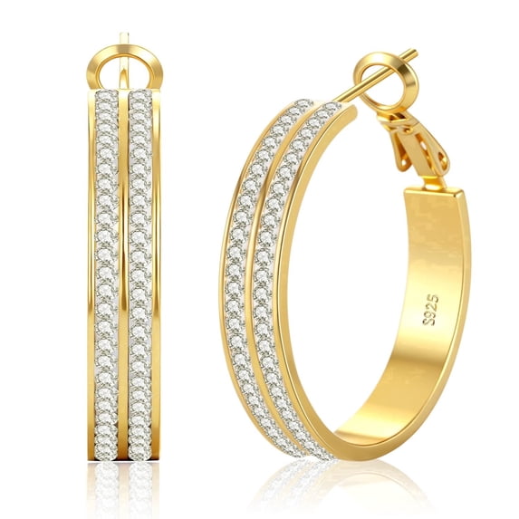 YEUOYEA Gold Hoop Earrings for Women, 14K Gold Plated Hypoallergenic CZ Large Hoop Earrings, Jewelry Gift