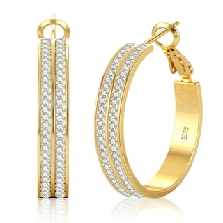 YOUNGYUE Gold Hoop Earrings for Women, 14K Gold Plated Hypoallergenic CZ Large Hoop Earrings, Jewelry Gift