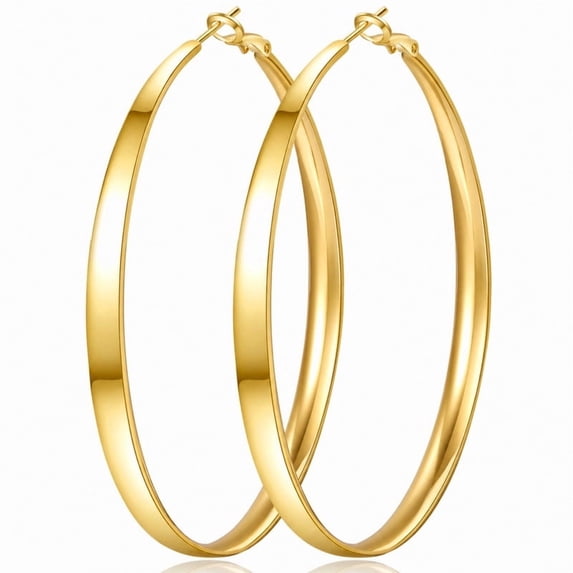 YOUNGYUE Gold Hoop Earrings for Women, 30-70mm 14K Gold Plated Big Hoops, Hypoallergenic Lightweight