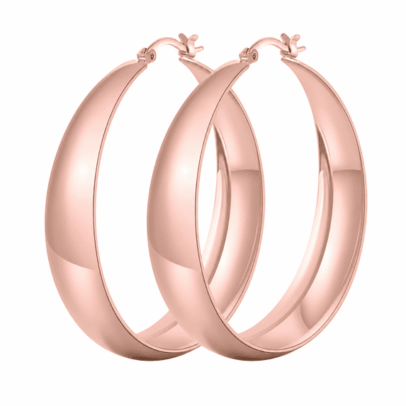 YOUNGYUE Rose Gold Hoops for Women, 25-40mm Rose Gold Plated Chunky Hoop Earrings, Hypoallergenic