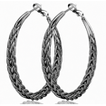 thumbnail image 1 of YOUNGYUE Black Hoop Earrings for Women, Gunmetal Braided Woven Large Oval Hoops, 30/40/50mm, 1 of 7