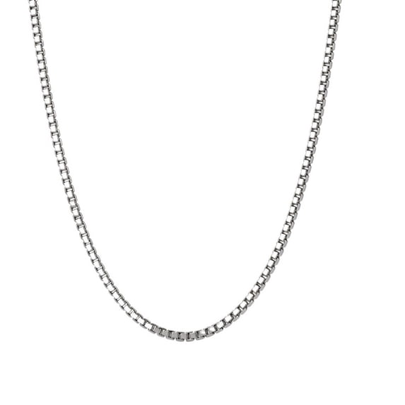 YOUNGYUE Silver plated Box Chain Necklace, Classic Minimalist Chain Jewelry, Unisex 16‑28 Inch