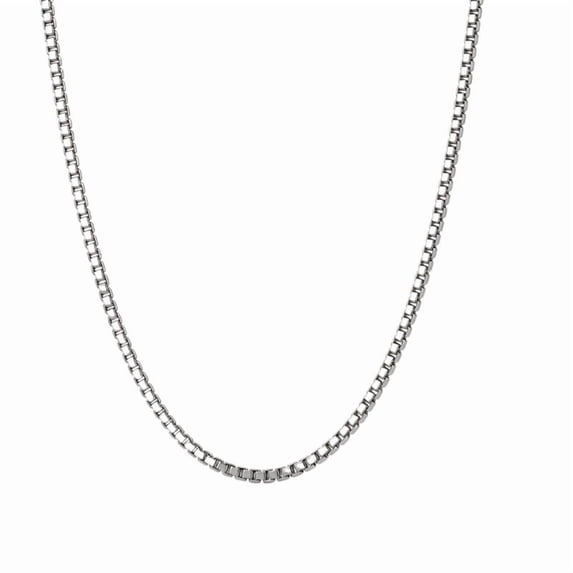 YOUNGYUE Silver plated Box Chain Necklace, Classic Minimalist Chain Jewelry, Unisex 16‑28 Inch